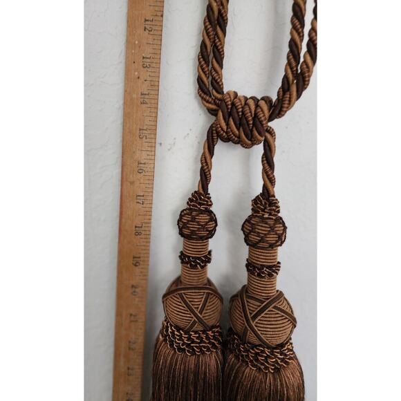 DRAPERY TASSEL-One Tassel Hanger-Two Tassels-Gold& Brown - Picture 14 of 16